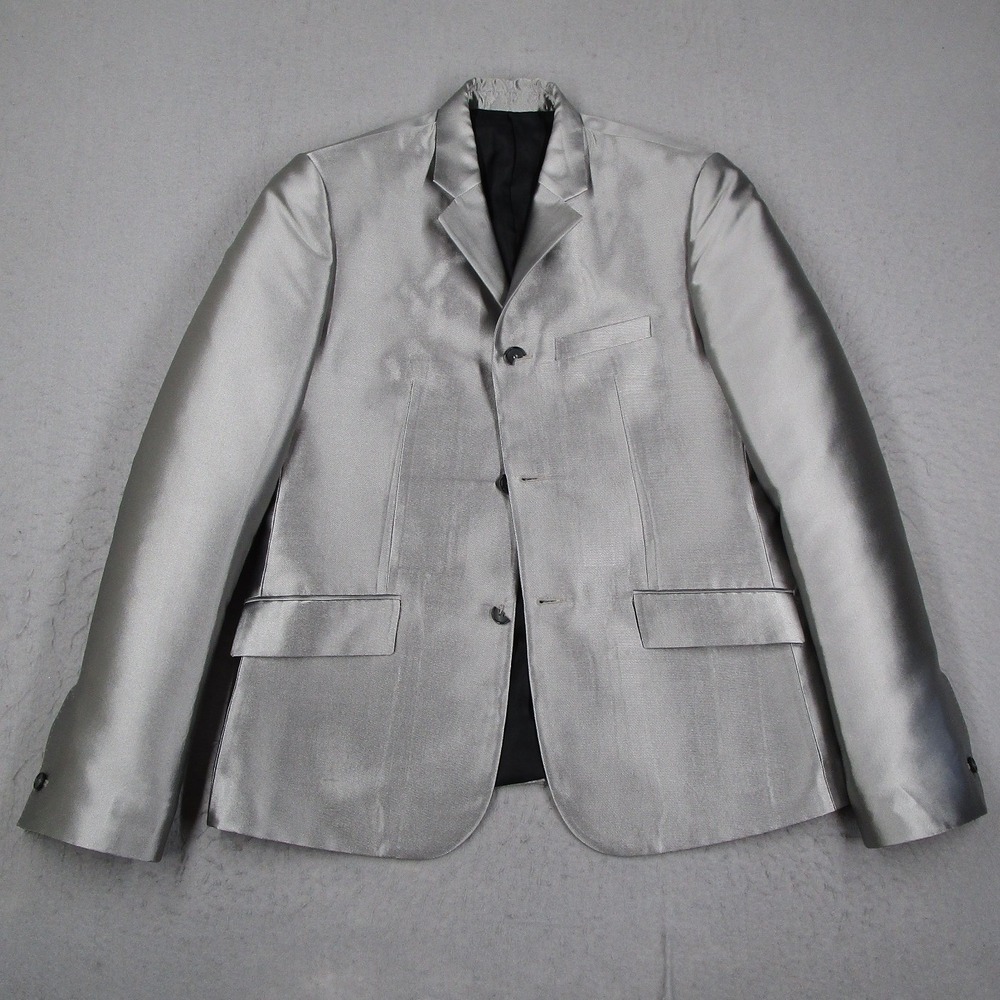 Balenciaga Paris Suit Mens 48 IT Metallic Silver Silk Made in Italy READ* - Picture 1 of 16